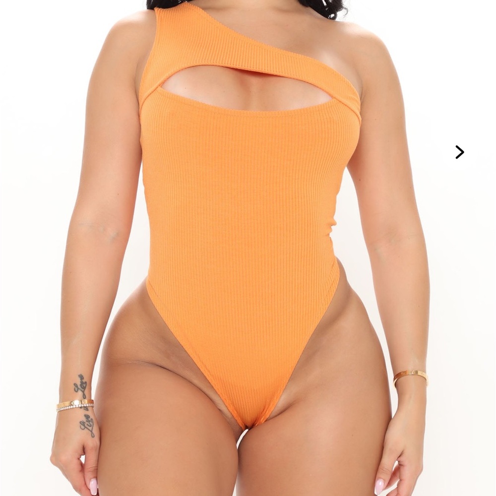 Orange One-Shoulder Bodysuit